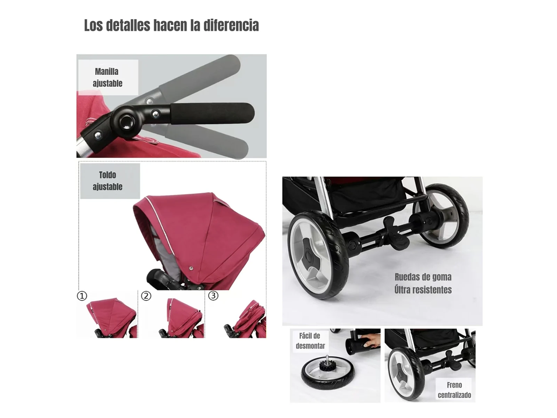 COCHE DOBLE DUO RECLINABLE 6 MODOS EN 1 LUBABYCAS NEGRO 6