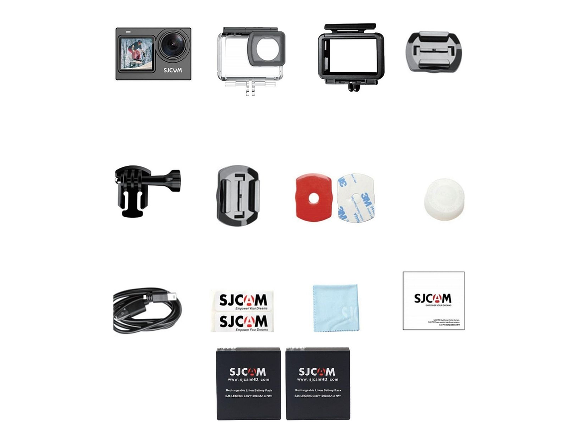 PACK CÁMARA DEPORTIVA SJCAM SJ6 PRO 24MP 4K 60 FPS DOBLE PANTALLA ESTABILIZADOR MÁS 2 BATERÍAS 7