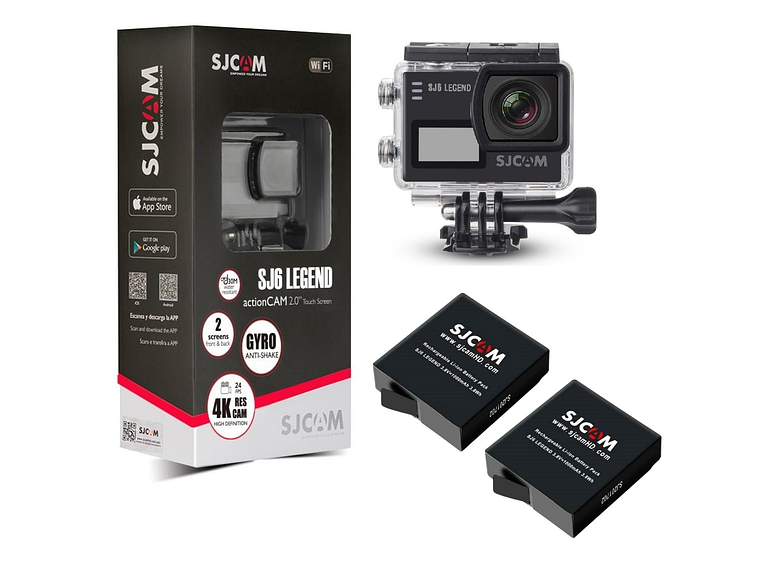 PACK CÁMARA DEPORTIVA SJCAM SJ6 LEGEND 4K WIFI ESTABILIZADOR GIROSCÓPICO MÁS 2 BÁTERÍAS 1