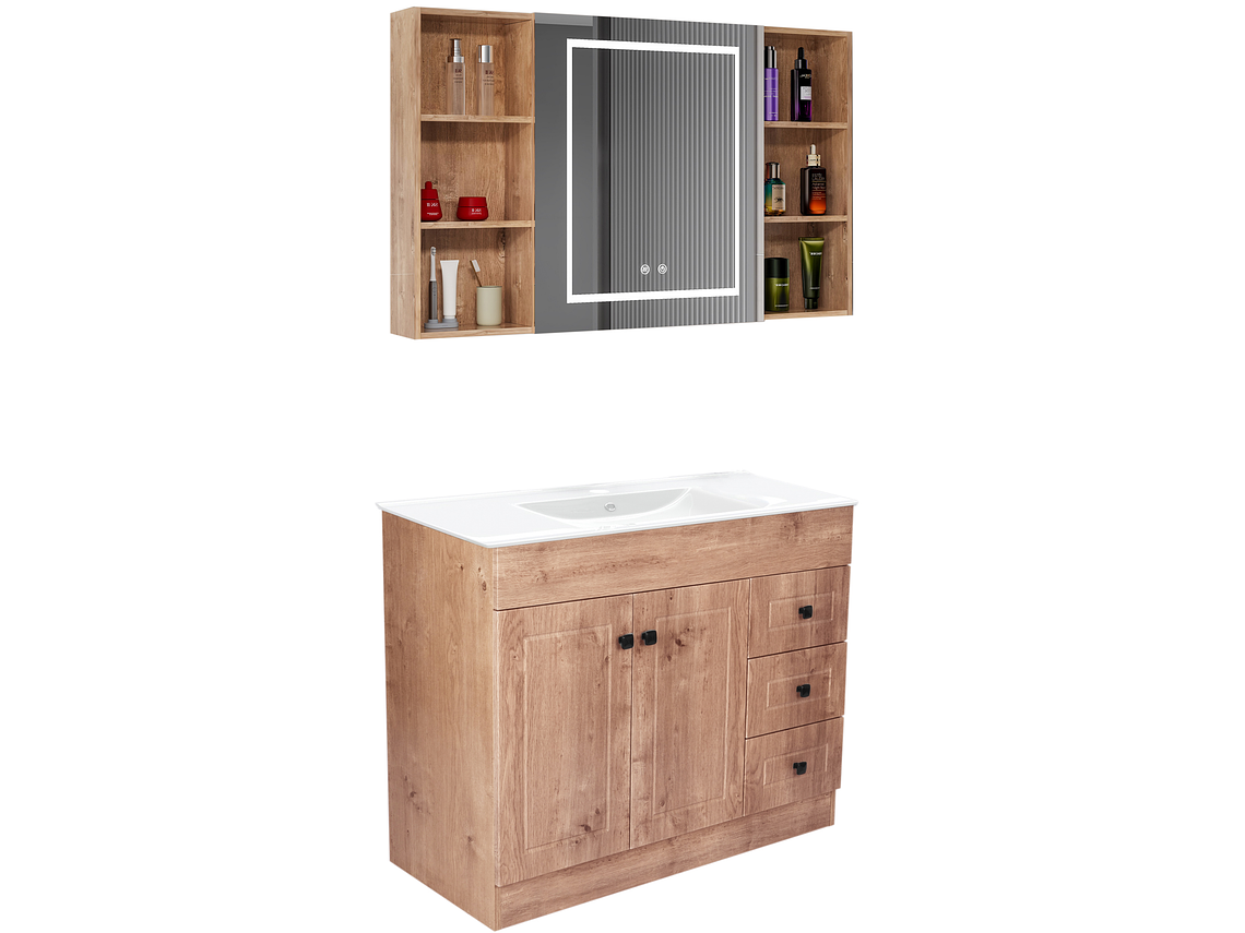 KIT MUEBLE VANITORIO CON BOTIQUIN ESPEJO LED ANTIEMPAÑANTE WP-100 2