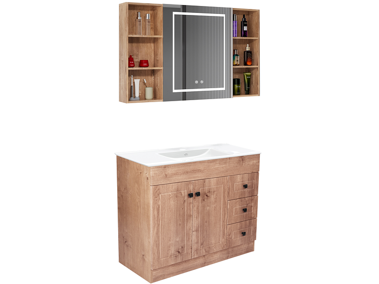 KIT MUEBLE VANITORIO CON BOTIQUIN ESPEJO LED ANTIEMPAÑANTE WP-100 2