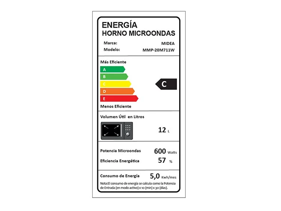 MICROONDAS MIDEA 20 L MMP-20M711B PLATO GIRATORIO 6