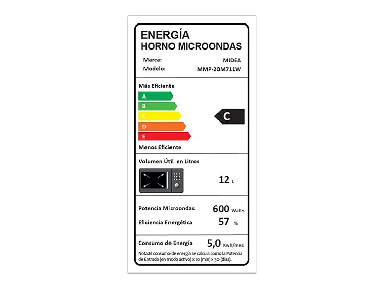 MICROONDAS MIDEA 20 L MMP-20M711B PLATO GIRATORIO 6