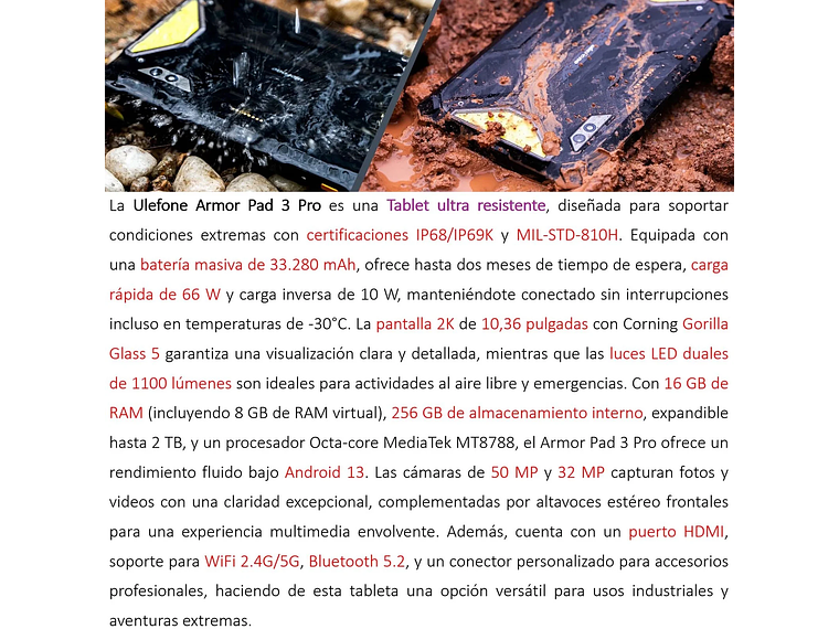 ULEFONE ARMOR PAD 3 PRO - TABLET 4G INDUSTRIAL IP68 MILITAR 2
