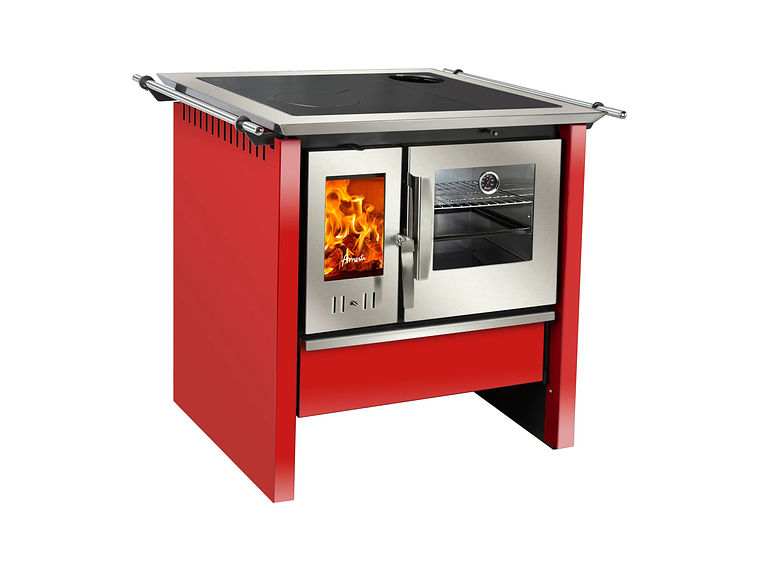 COCINA COMBUSTIÓN LENTA AMESTI MODELO ALLEGRA ROJA 1