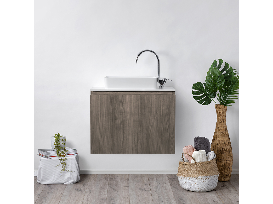 MUEBLE STRETTO VANITORIO SOBRE CUBIERTA RECTANGULAR COMPLETO 80 X 46 CM ERMES MDF 2