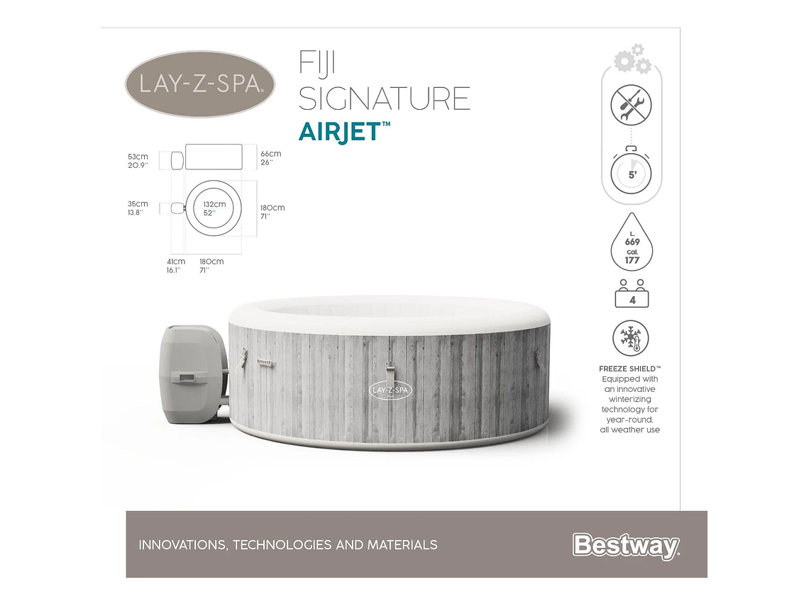 HOT TUB SPA JACUZZI INFLABLE FIJI 4 PERSONAS BESTWAY 5