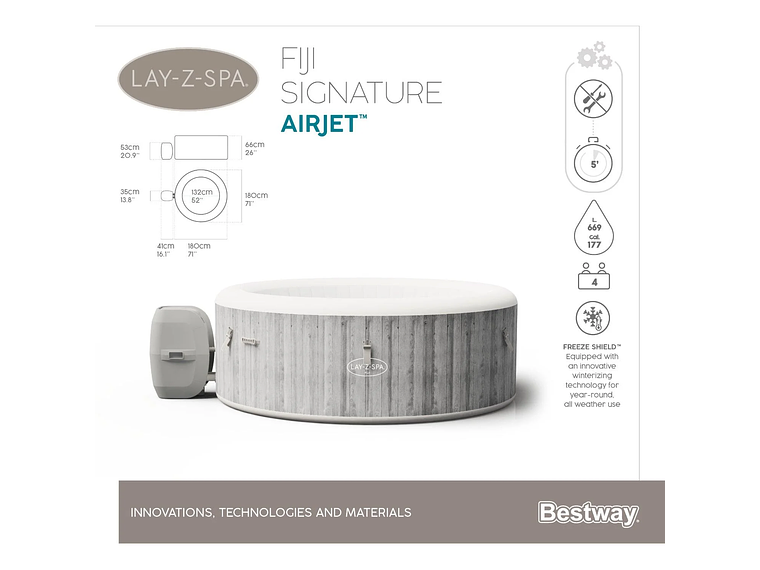 HOT TUB SPA JACUZZI INFLABLE FIJI 4 PERSONAS BESTWAY 5