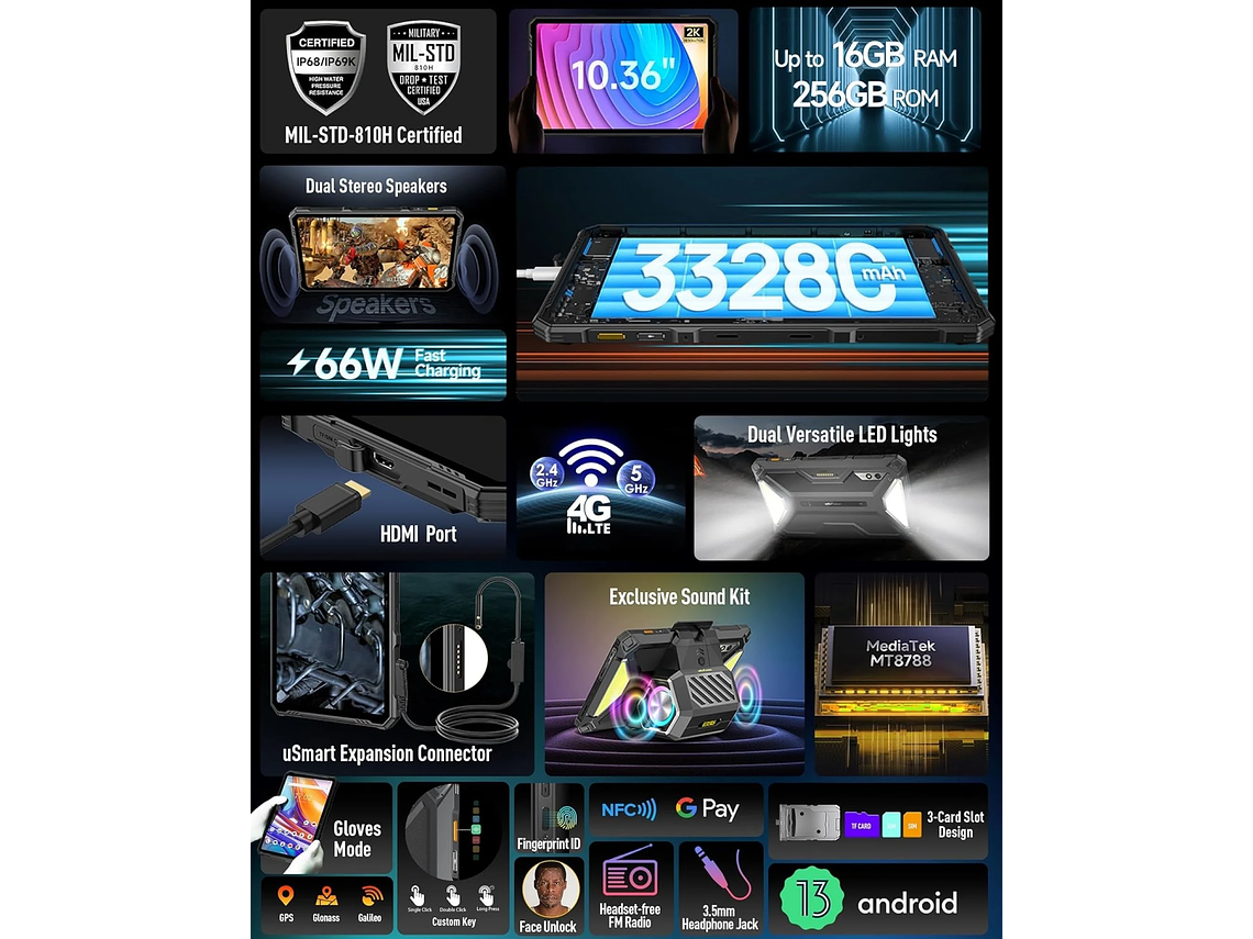 ULEFONE ARMOR PAD 3 PRO - TABLET 4G INDUSTRIAL IP68 MILITAR 4