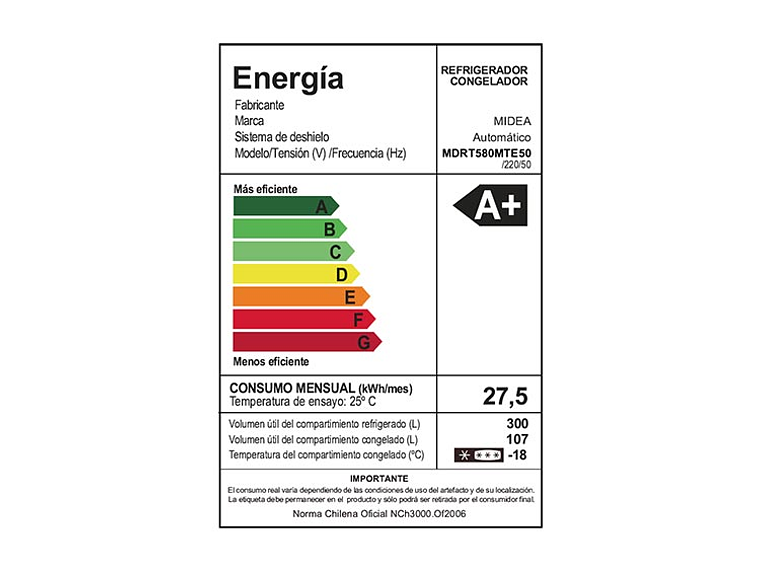 REFRIGERADOR MIDEA TOP FREEZER NO FROST 407 L TMF MDRT580MTE50 9