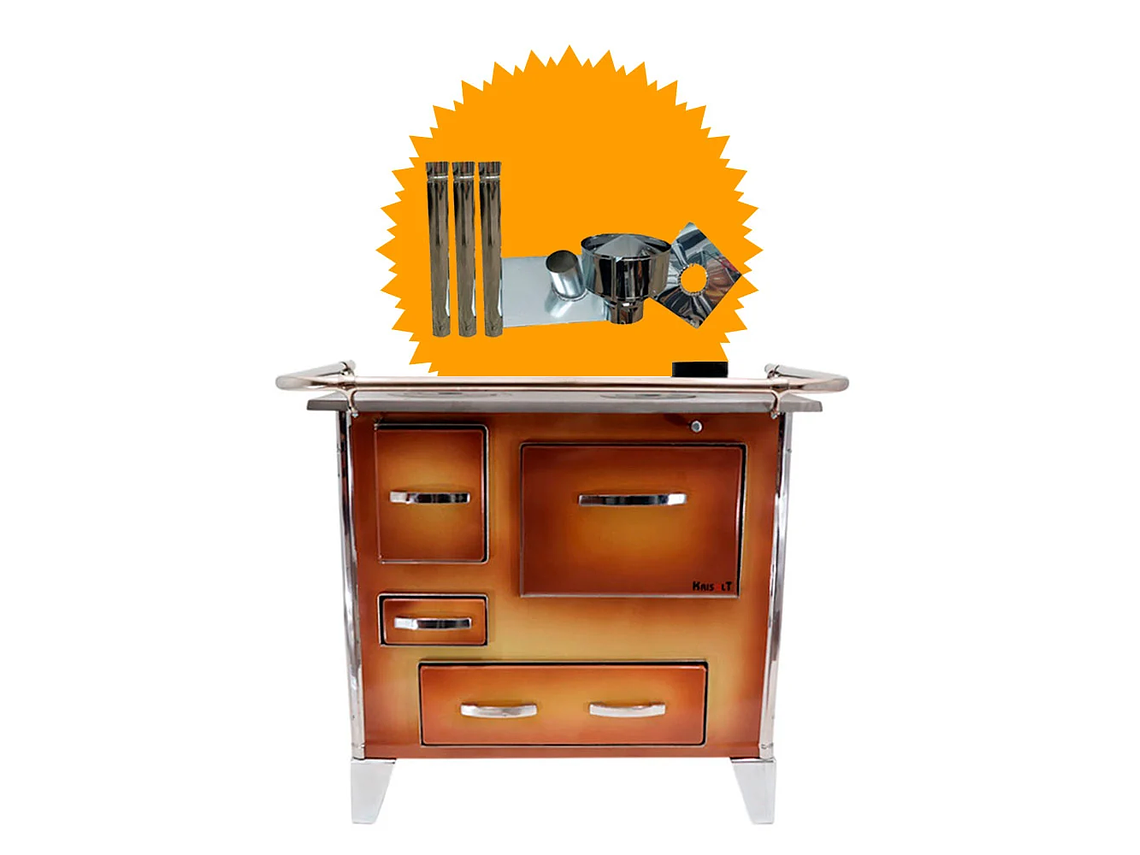 COCINA A LEÑA 4P MODELO MUEBLE 92×62 COLOR DIFUMADO + KIT INSTALACION 1