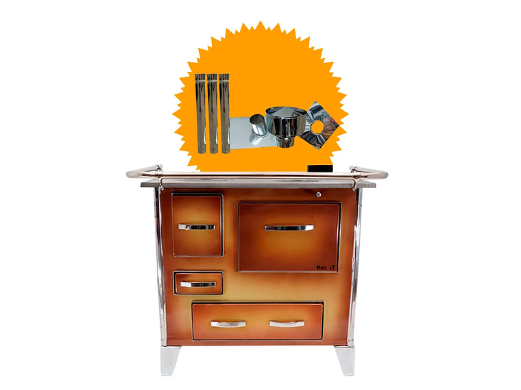 COCINA A LEÑA 4P MODELO MUEBLE 92×62 COLOR DIFUMADO + KIT INSTALACION 1