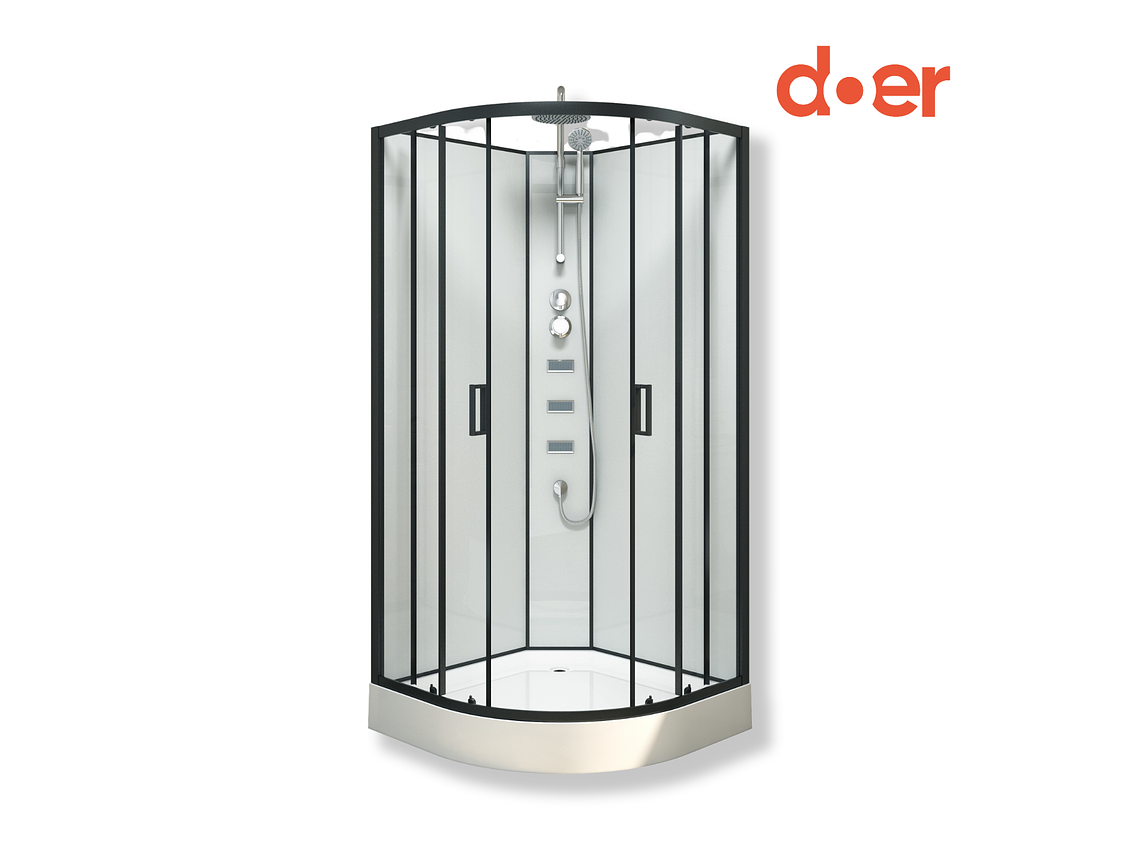 CABINA DE DUCHA OASIS LARGE HIDROMASAJE 90X90X205CM MARCO NEGRO 1