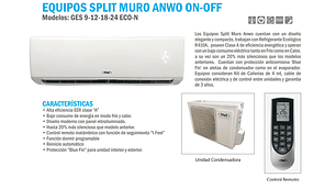 AIRE ACONDICIONADO SPLIT ANWO 9000 BTU ON/OFF