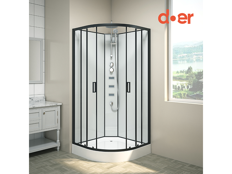 CABINA DE DUCHA OASIS LARGE HIDROMASAJE 90X90X205CM MARCO NEGRO 2