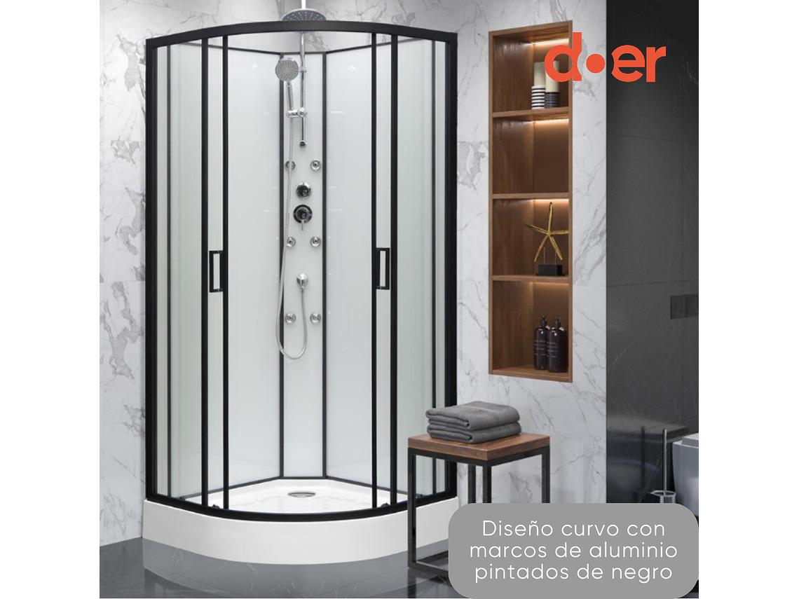 CABINA DE DUCHA OASIS LARGE HIDROMASAJE 90X90X205CM MARCO NEGRO 3