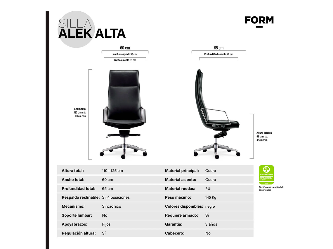 SILLA OFICINA ALEK ALTA NEGRO FORM 6