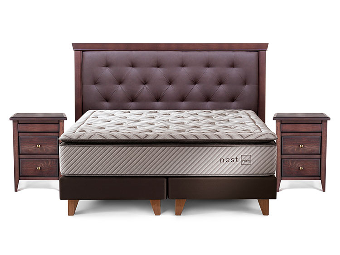 JUEGO DE DORMITORIO ROSEN CAMA EUROPEA NEST 2 PLAZAS + MADERAS BRERA 1