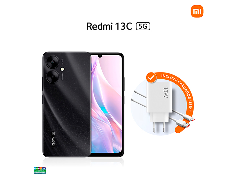 CELULAR XIAOMI REDMI 13C 5G 4GB 128GB 50MP NEGRO 6.74