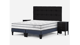 JUEGO DE DORMITORIO ROSEN CAMA EUROPEA AUTONOMY SKY KING AZUL + SET ISSEY GRIS