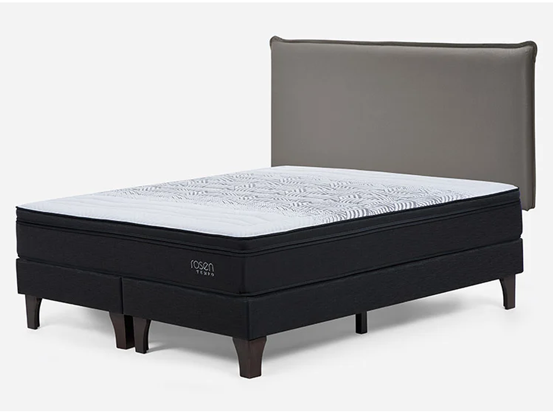 JUEGO DE DORMITORIO ROSEN CAMA EUROPEA TEMPO BD 2 PLAZAS + RESPALDO MAURICE GRIS 2