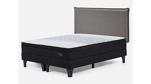 JUEGO DE DORMITORIO ROSEN CAMA EUROPEA TEMPO BD 2 PLAZAS + RESPALDO MAURICE GRIS