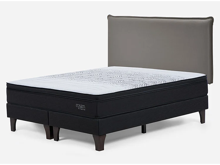 JUEGO DE DORMITORIO ROSEN CAMA EUROPEA TEMPO BD 2 PLAZAS + RESPALDO MAURICE GRIS 2