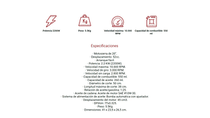 MOTOSIERRA INALAMBRICA A GASOLINA NAPPO 20'' 2200W