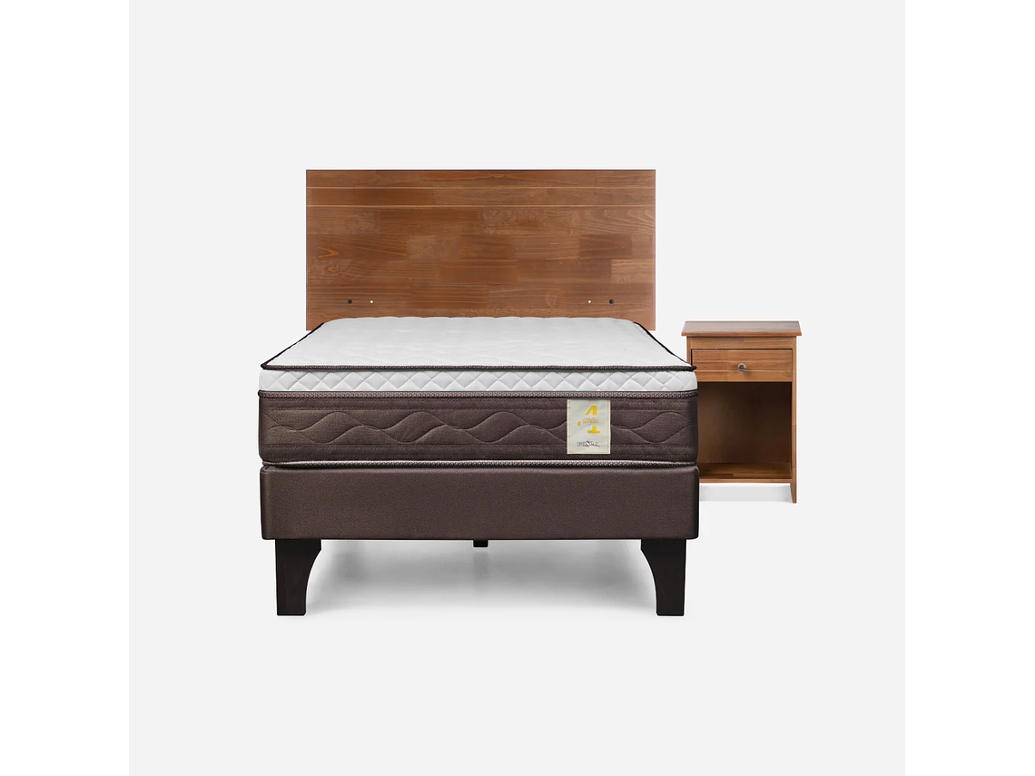 CAMA EUROPEA NEW STYLE 4 PLUS 1 PLAZA + MUEBLES TABOR CAFÉ 1