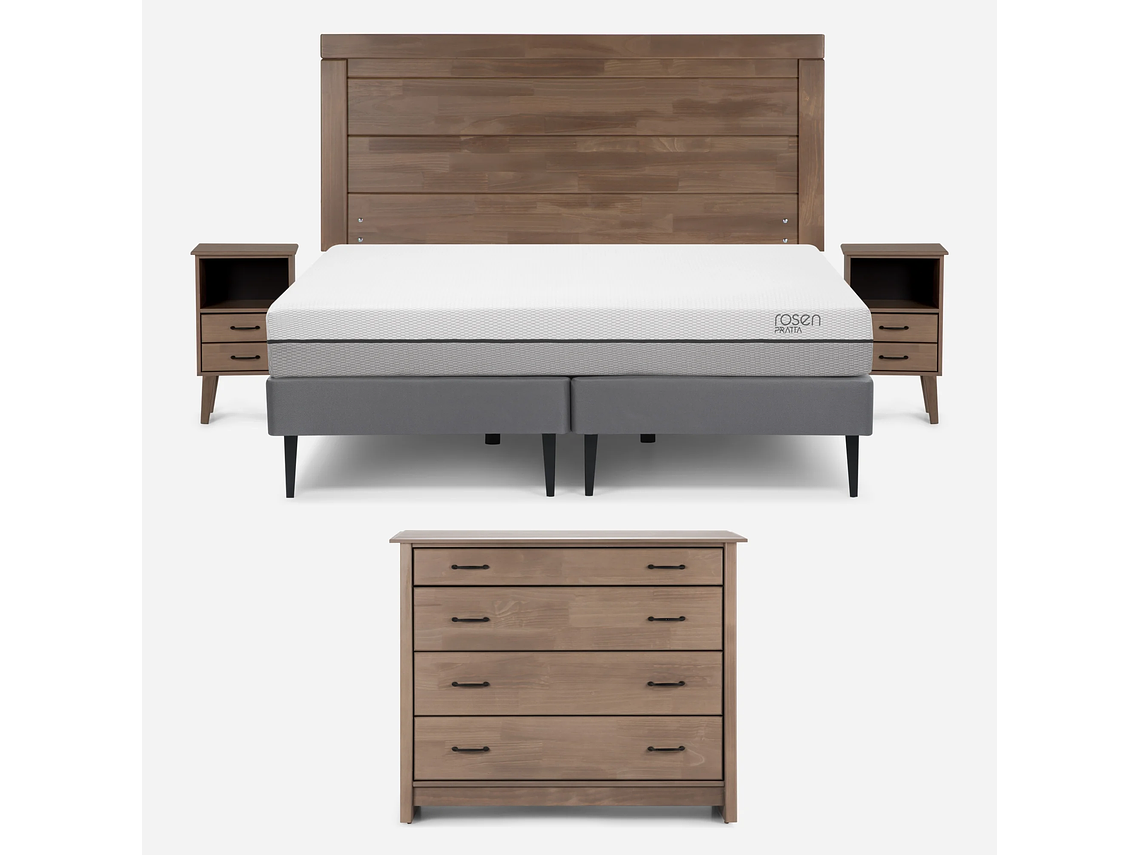 CAMA ROSEN PRATTA 2 PLAZAS+MUEBLES SICILIA Y CÓMODA HARLAND 1