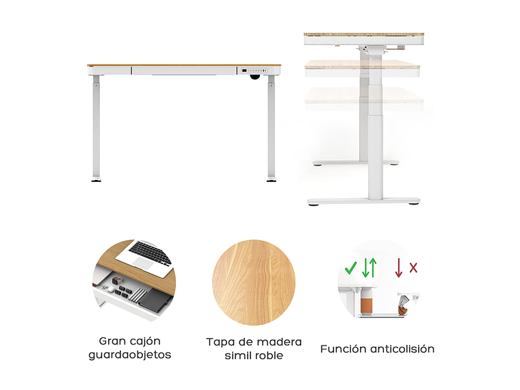 ESCRITORIO RELAN ELÉCTRICO OAK PRO TOP LIVING STANDING DESK 5
