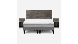 CAMA PRATTA 2 PLAZAS PATA MADERA BD + MUEBLES TABOR GRAFITO