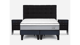 JUEGO DE DORMITORIO ROSEN CAMA EUROPEA INDIE KING AZUL + SET ISSEY GRIS