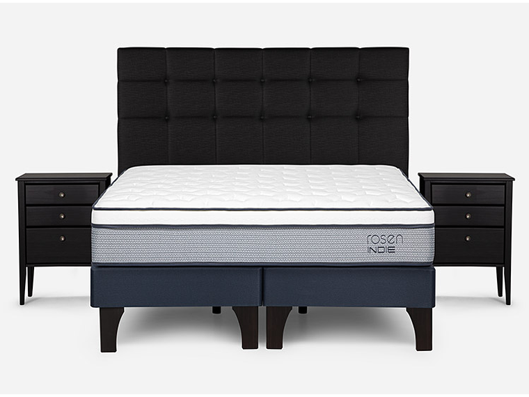 JUEGO DE DORMITORIO ROSEN CAMA EUROPEA INDIE KING AZUL + SET ISSEY GRIS 1