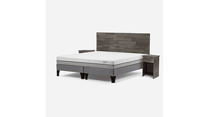 CAMA PRATTA 2 PLAZAS PATA MADERA BD + MUEBLES TABOR GRAFITO