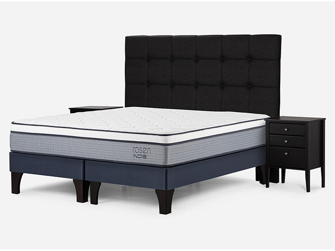 JUEGO DE DORMITORIO ROSEN CAMA EUROPEA INDIE KING AZUL + SET ISSEY GRIS 2