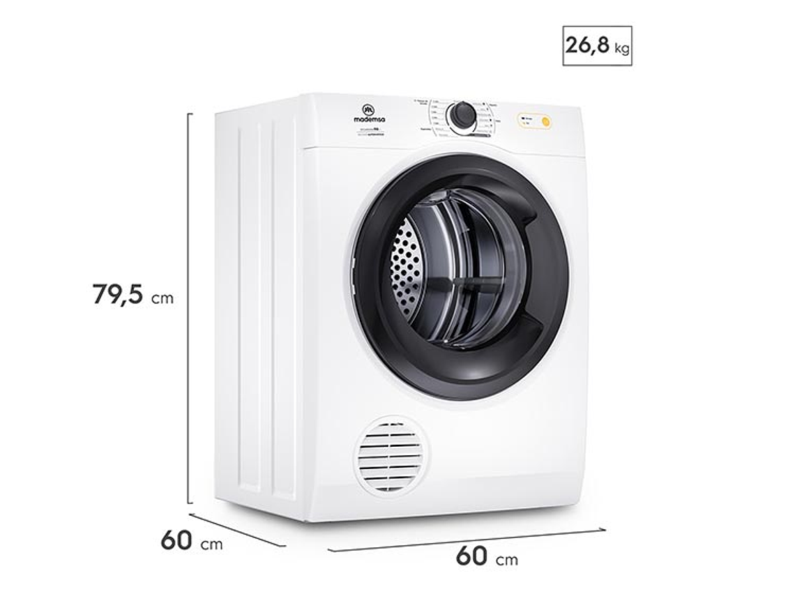 SECADORA DE ROPA POR VENTILACIÓN MADEMSA 9D BZG 9KG BLANCO 5