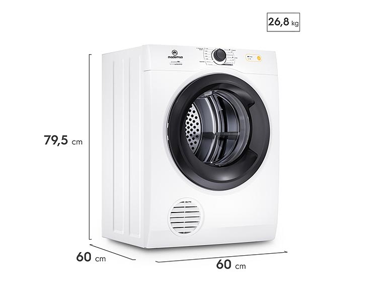 SECADORA DE ROPA POR VENTILACIÓN MADEMSA 9D BZG 9KG BLANCO 5