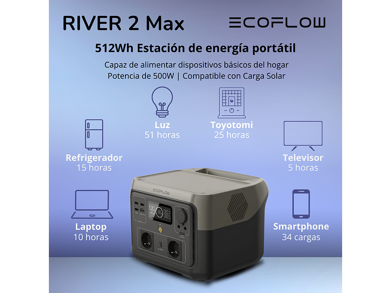 GENERADOR ECOFLOW RIVER 2 MAX 500W 512WH 5