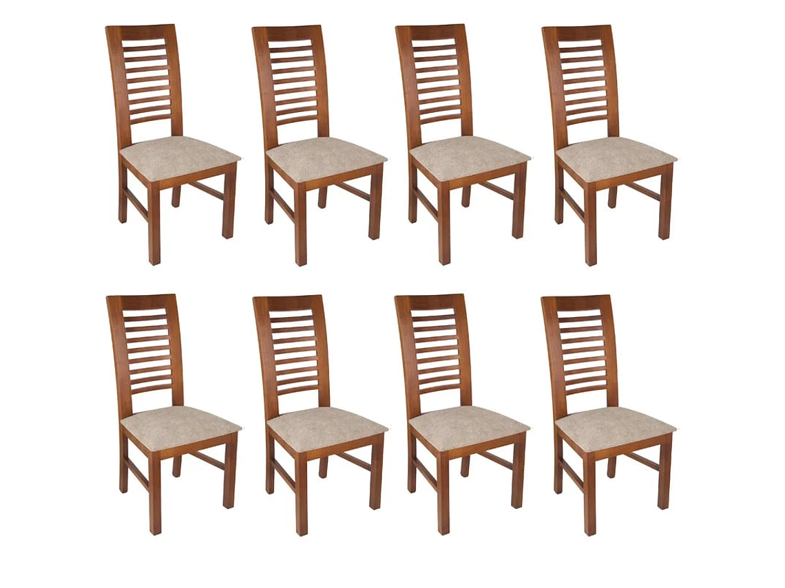 SILLAS ARTHOME LUCIANA MADERA PACK 8 MIEL TAPIZ CAFÉ JASPEADO 2