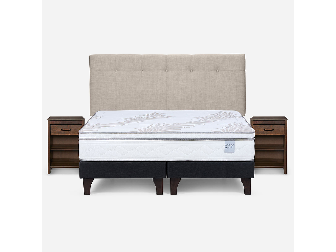 CAMA EUROPEA NEO PLUS KING+RESPALDO N BENNET NATURAL+VELADOR 1