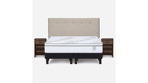 CAMA EUROPEA NEO PLUS KING+RESPALDO N BENNET NATURAL+VELADOR