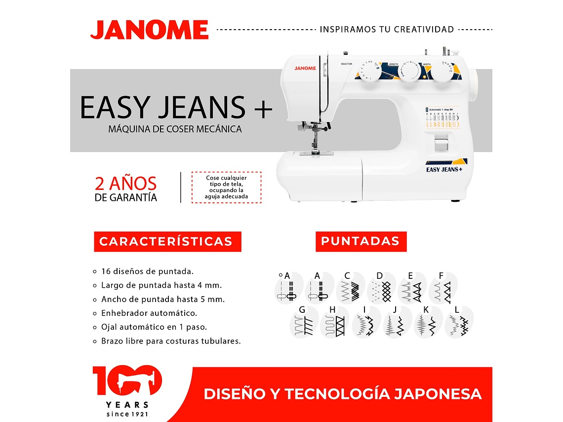 MAQUINA DE COSER JANOME EASY JEANS + 3