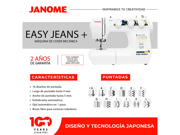 MAQUINA DE COSER JANOME EASY JEANS + 3