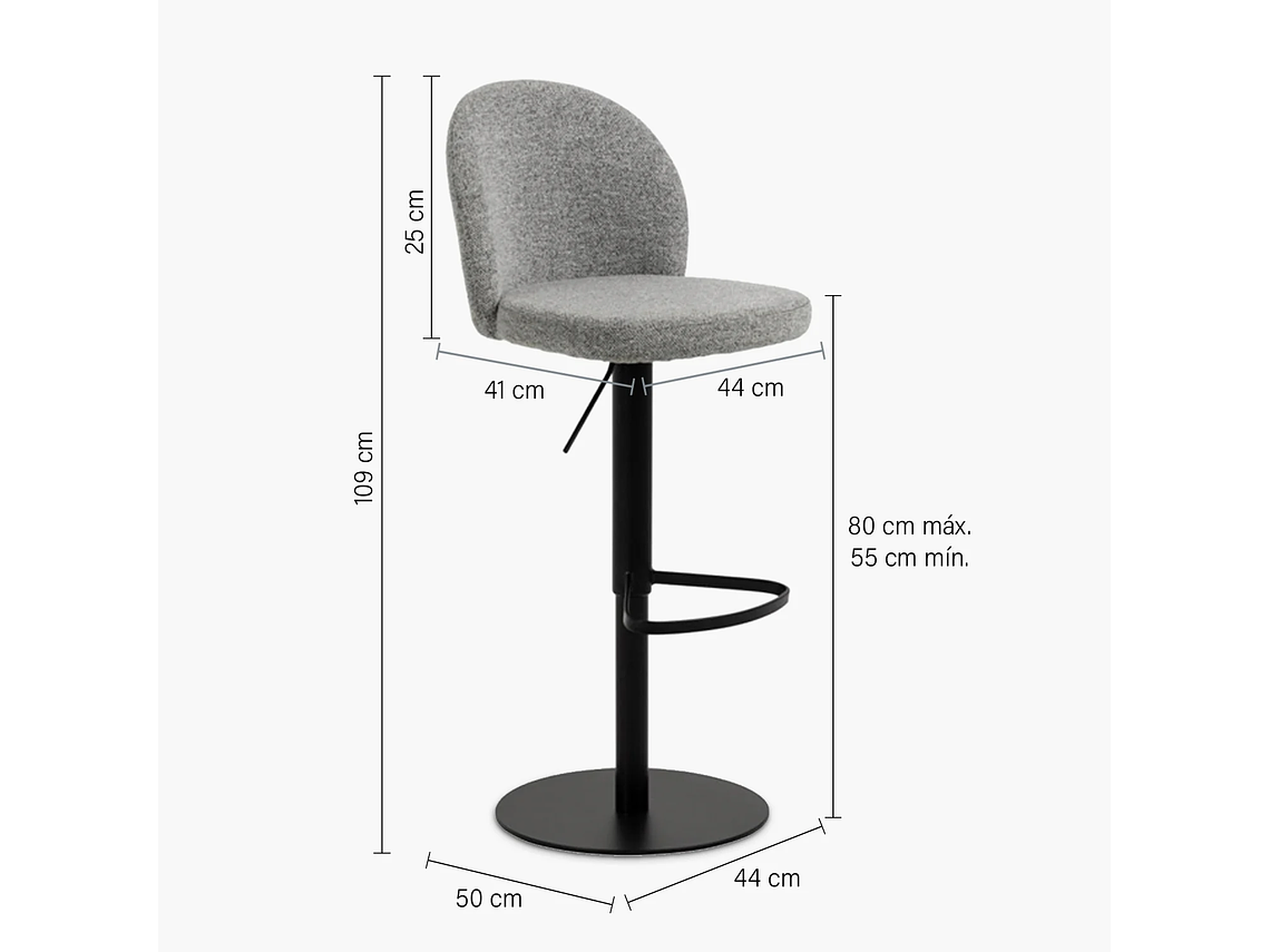 TABURETE TAPIZ PASCALE GRIS FORM 5