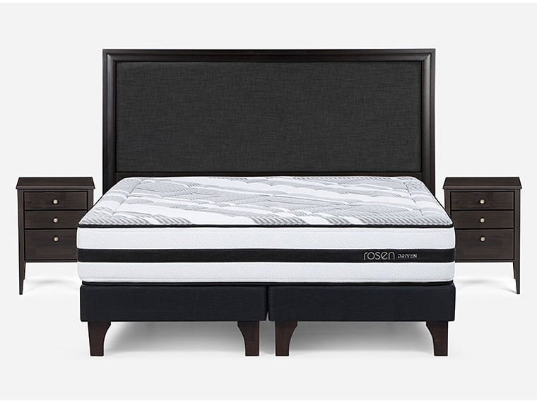 JUEGO DE DORMITORIO ROSEN CAMA EUROPEA DRIVEN 2 PLAZAS + MADERAS NOLITA GRAFITO 1