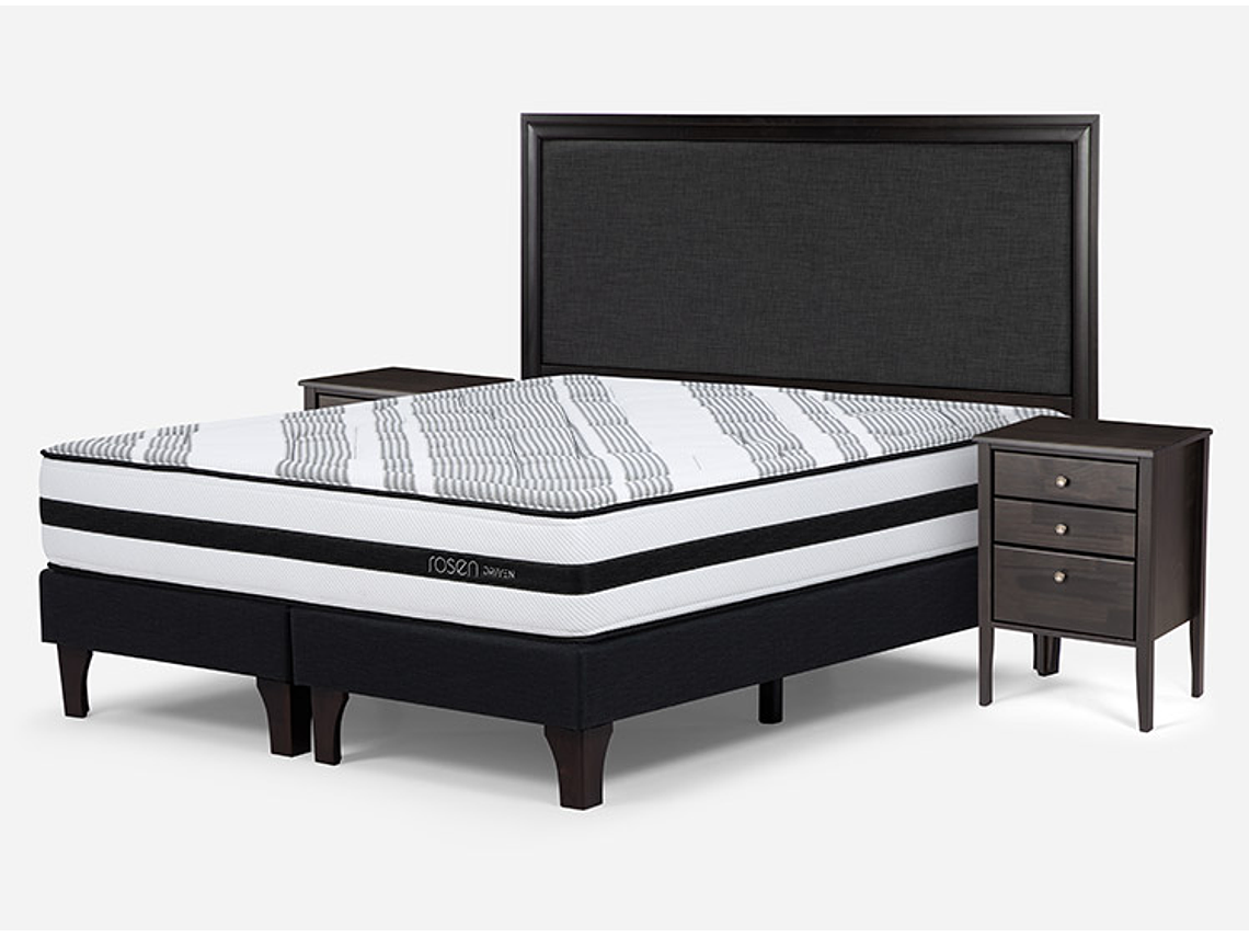 JUEGO DE DORMITORIO ROSEN CAMA EUROPEA DRIVEN 2 PLAZAS + MADERAS NOLITA GRAFITO 3