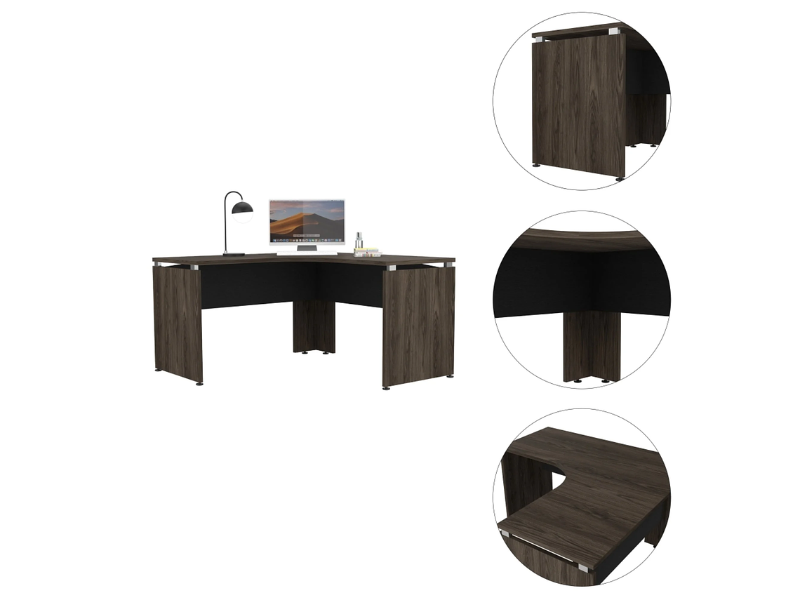 ESCRITORIO FM-004N - NEGRO Y CAFÉ OSCURO 6