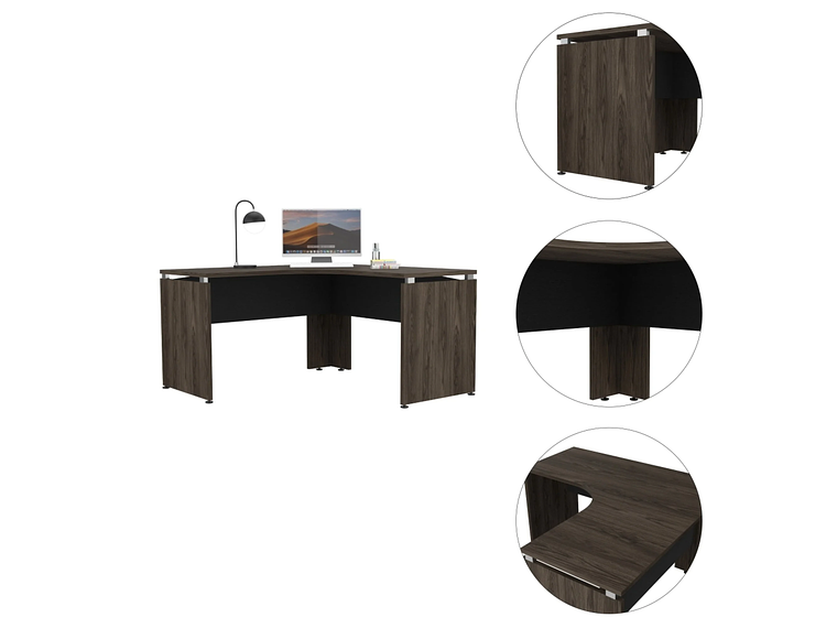 ESCRITORIO FM-004N - NEGRO Y CAFÉ OSCURO 6