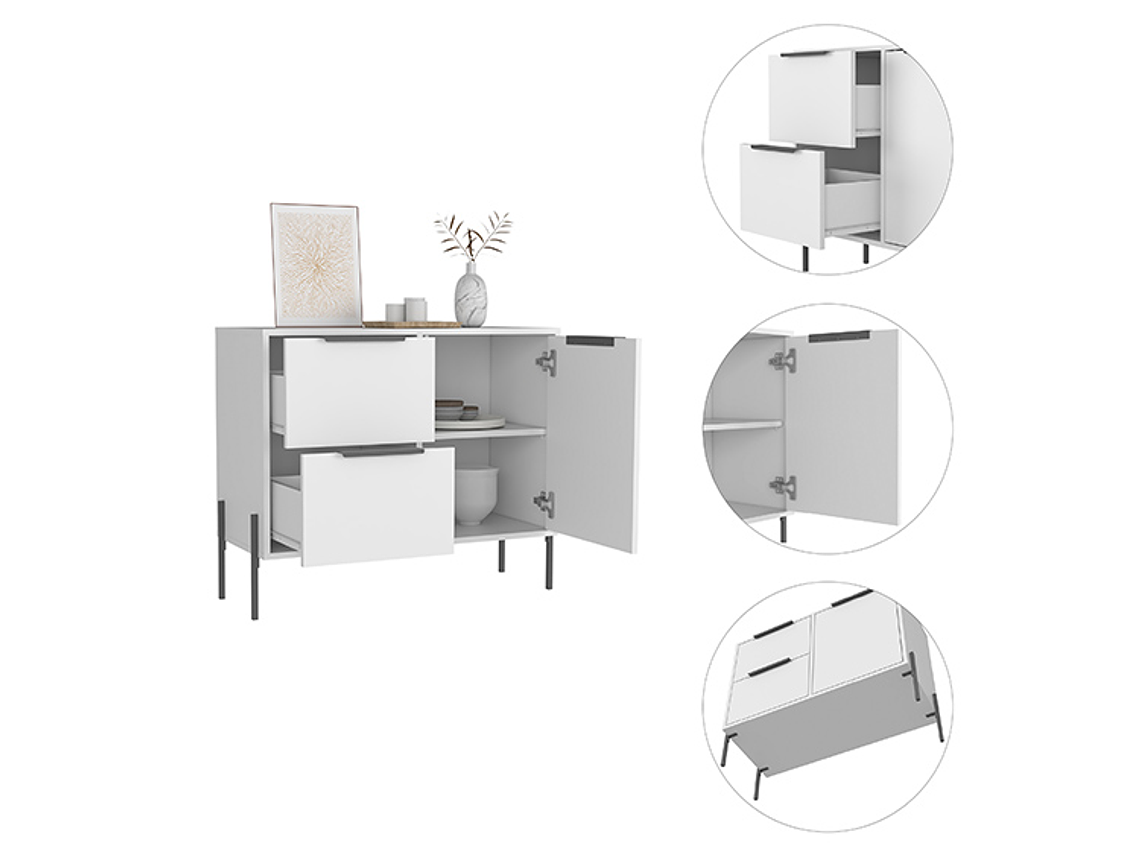 BUFFET TUHOME COLLECTION 1 PUERTA 2 CAJONES BLANCO 3